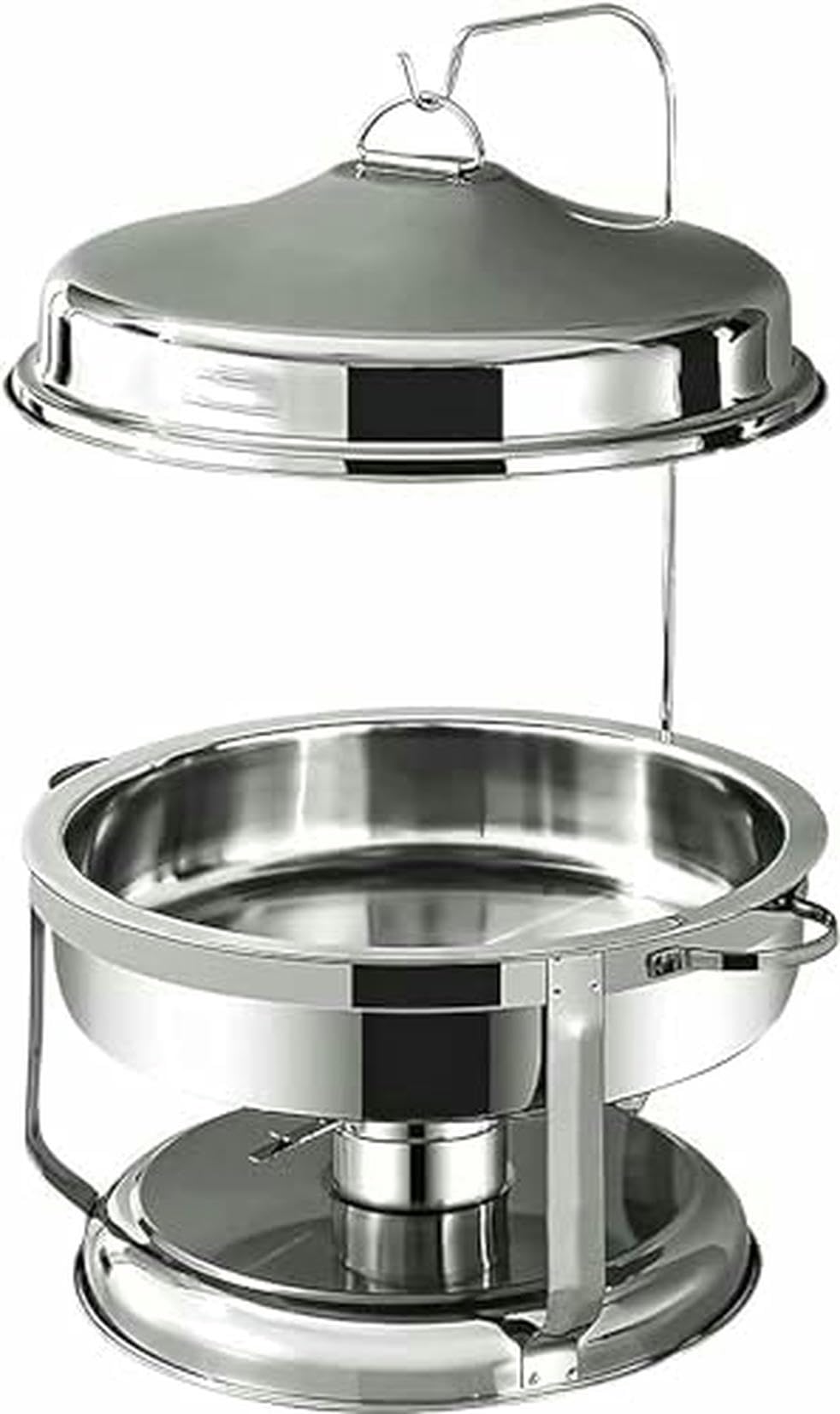 Chafing Dish Rotondo in Acciaio Inossidabile da 9 Litri, scaldavivande e scaldavivande di Dimensioni Standard con Vassoio per Alimenti, contenitori per combustibile e Altri coperchi ~/