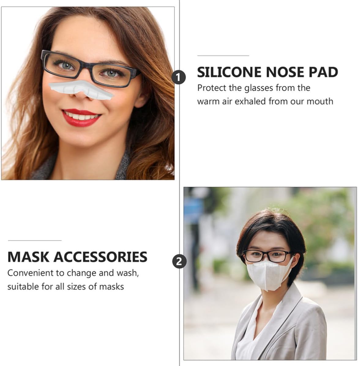 20pcs Silicone Nose Bridge Strip for Glasses Wearers, Self Adhesive