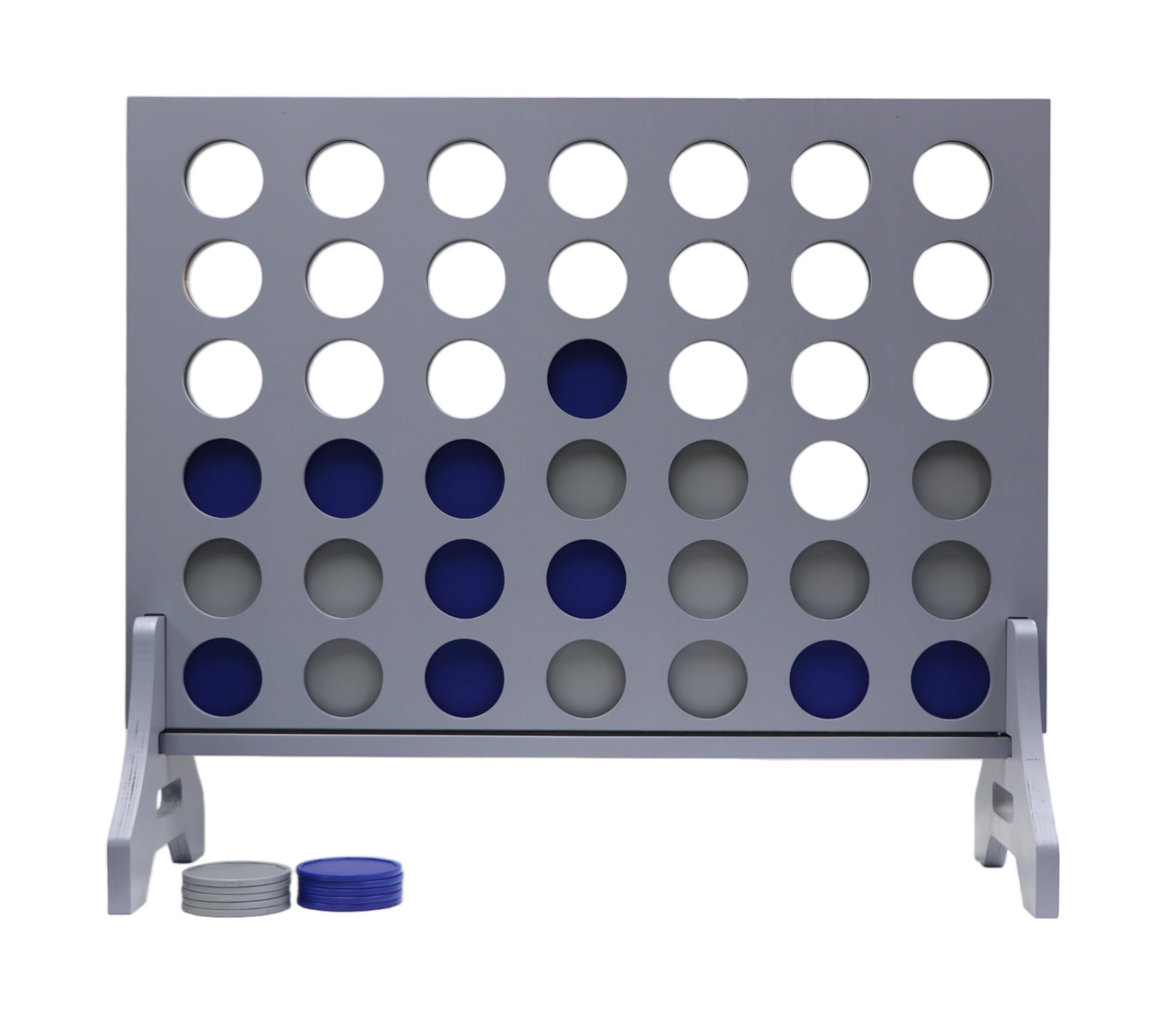 Giant 4 in a Row Game for Family &amp; Adults – Tailgating Pros Jumbo Grey Wooden Four in a Row Indoor &amp; Outdoor Yard Game for Family Party Fun, Portable Activities for Patio, Backyard, and Camping