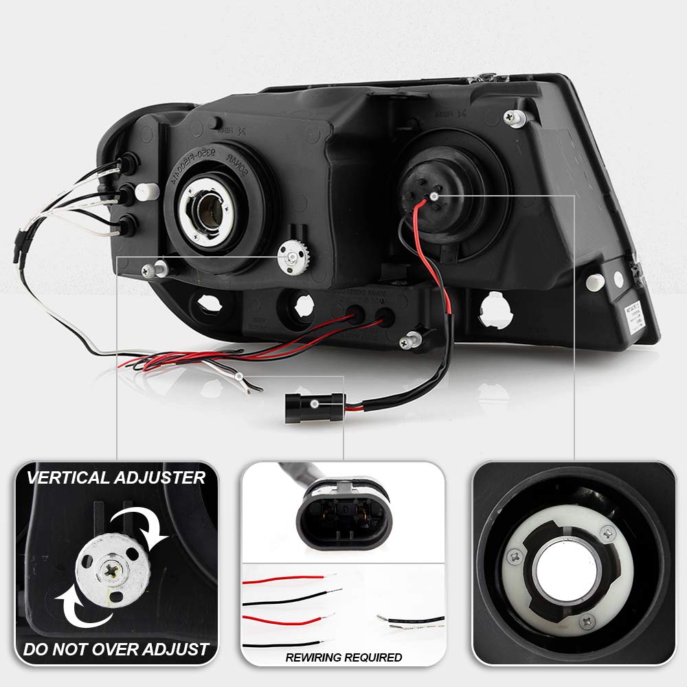 Faros Delanteros LED Halo Para Jeep Grand Cherokee 1999-2004 - Kit Izquierdo+derecho DTMOTO