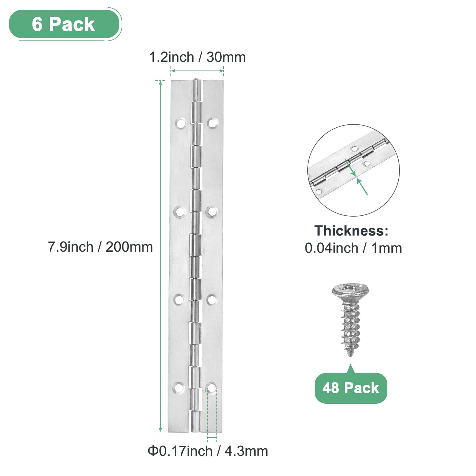 M METERXITY 6-Pack Piano Hinges - Image 3