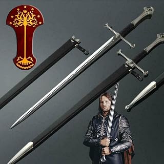 Medieval Sword, Lord of The Rings LOTR Anduril Sword of King Elessar with Wall Plaque Available in 40 or 44 inches Length, The Hobbit Sword Collections (44 inches)
