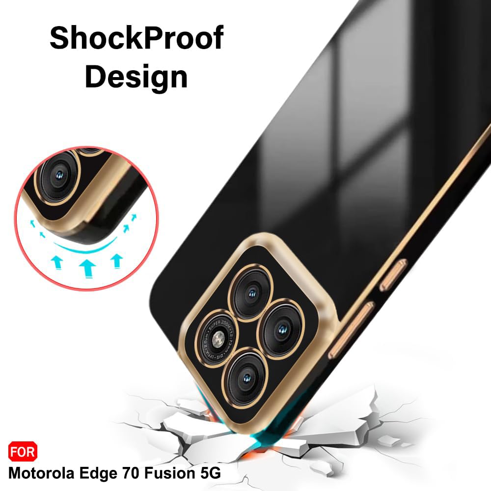 TheGiftKart Luxurious Golden-Plated Back Cover Case for Motorola Moto Edge 70 Fusion 5G | Raised Lips for Camera & Screen Protection | Shockproof Design | Stylish Back Cover Case (TPU, Black) — Amazon image 4
