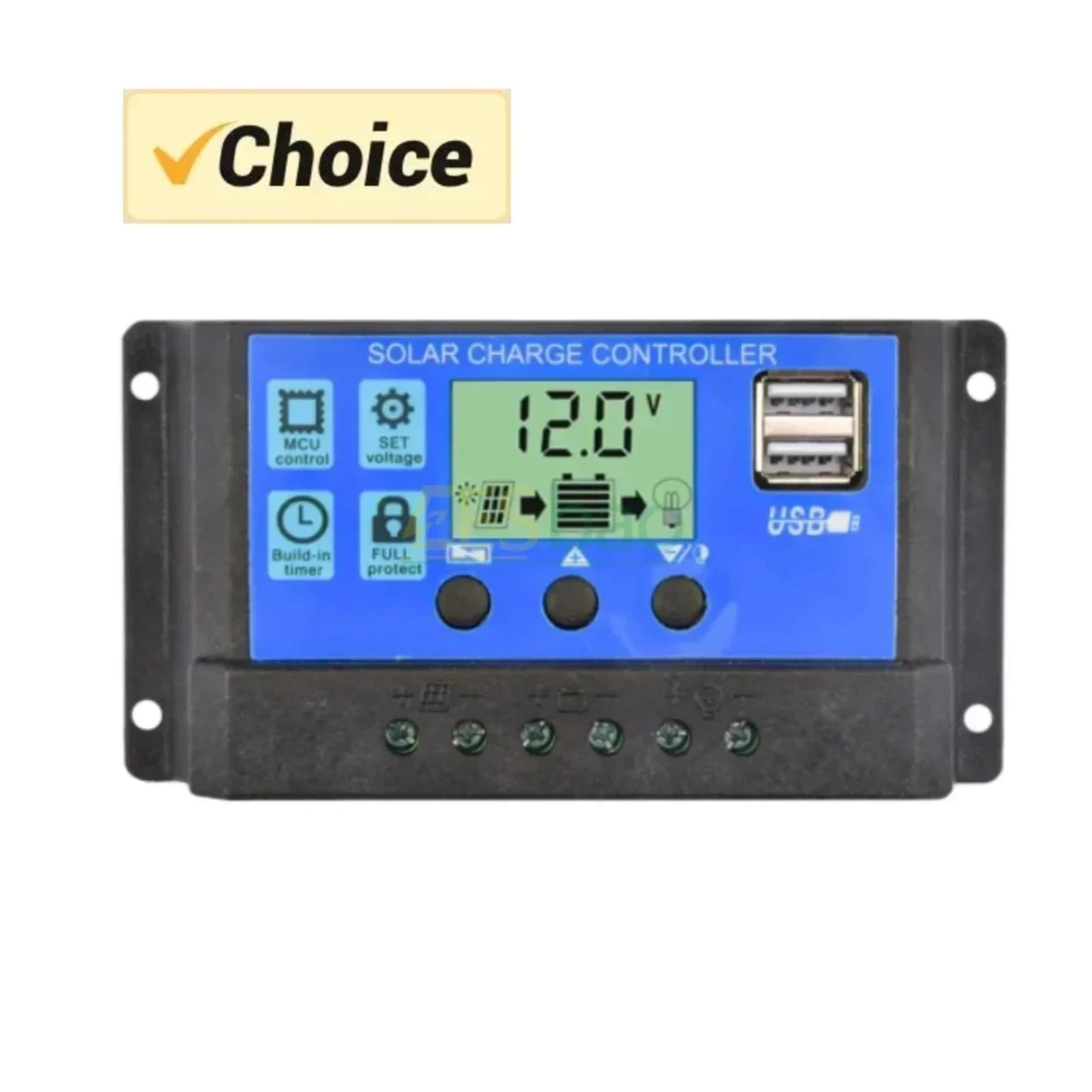 Contrôleur de Charge solaire 12V/24V PWM 10A 30A 60A 100A avec réglage la minuterie d'affichage LCD réglable EESBAO pour camping-car/camping-car(10A)