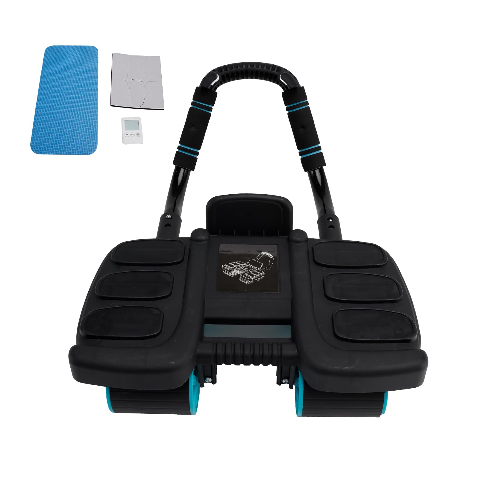 Automatic Rebound Ab Wheel with Elbow Support & 4-Wheel Stability – Includes Timer,Perfect Core für Trainer for Men & Women,Portable Home Gym Equipment Black