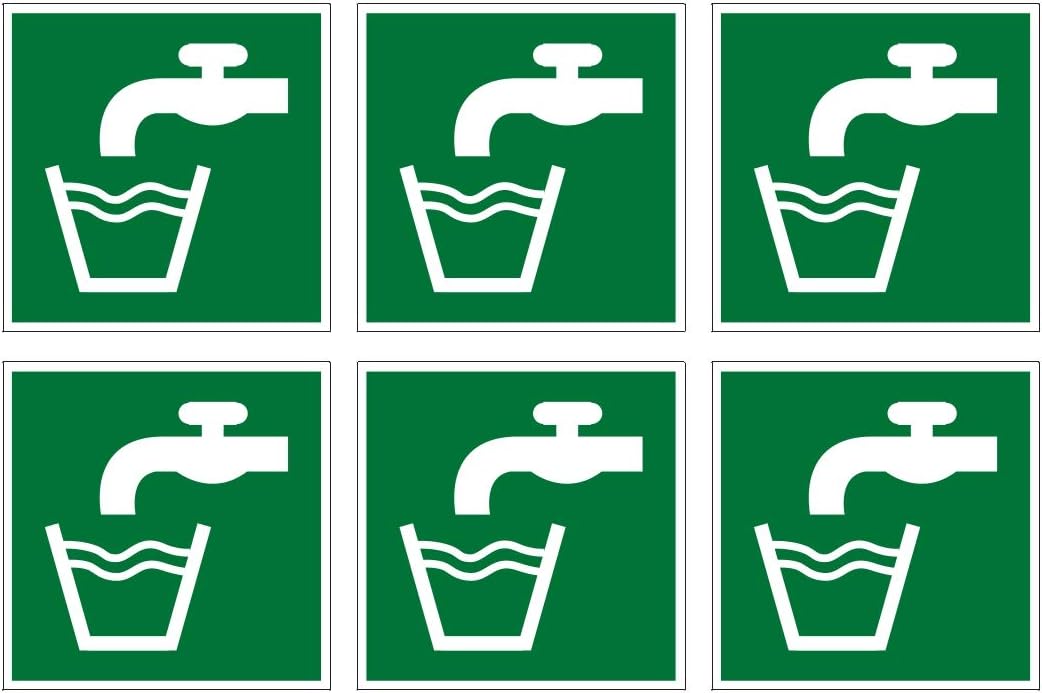 Drinking water symbol safety sign pack Set of 6 Size 90mm x 90mm Self adhesive vinyl