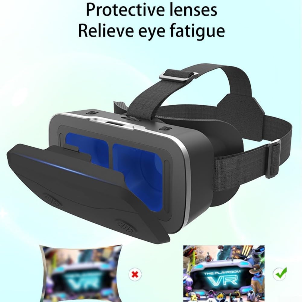 Visore VR per telefono, occhiali per realtà virtuale con controller, occhiali 3D virtuali montati sulla testa, anti-luce blu, lenti HD (Whtie)