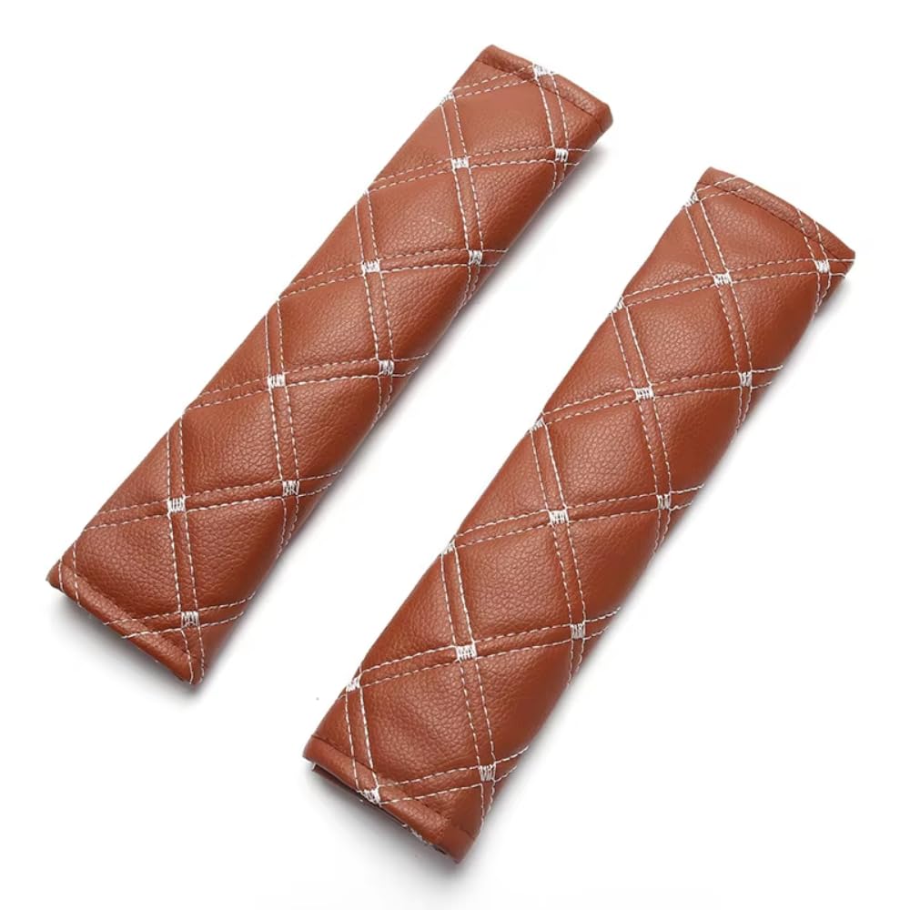 ONESAVECar Seat Belt Pads 2 Pack Harness Pads Pram Strap Covers, Backpack Shoulder Pads, Seat Belt pads for kids Adult Car Accessories For Women and Men Seatbelt Covers For Sedan SUV Trucks (Brown)