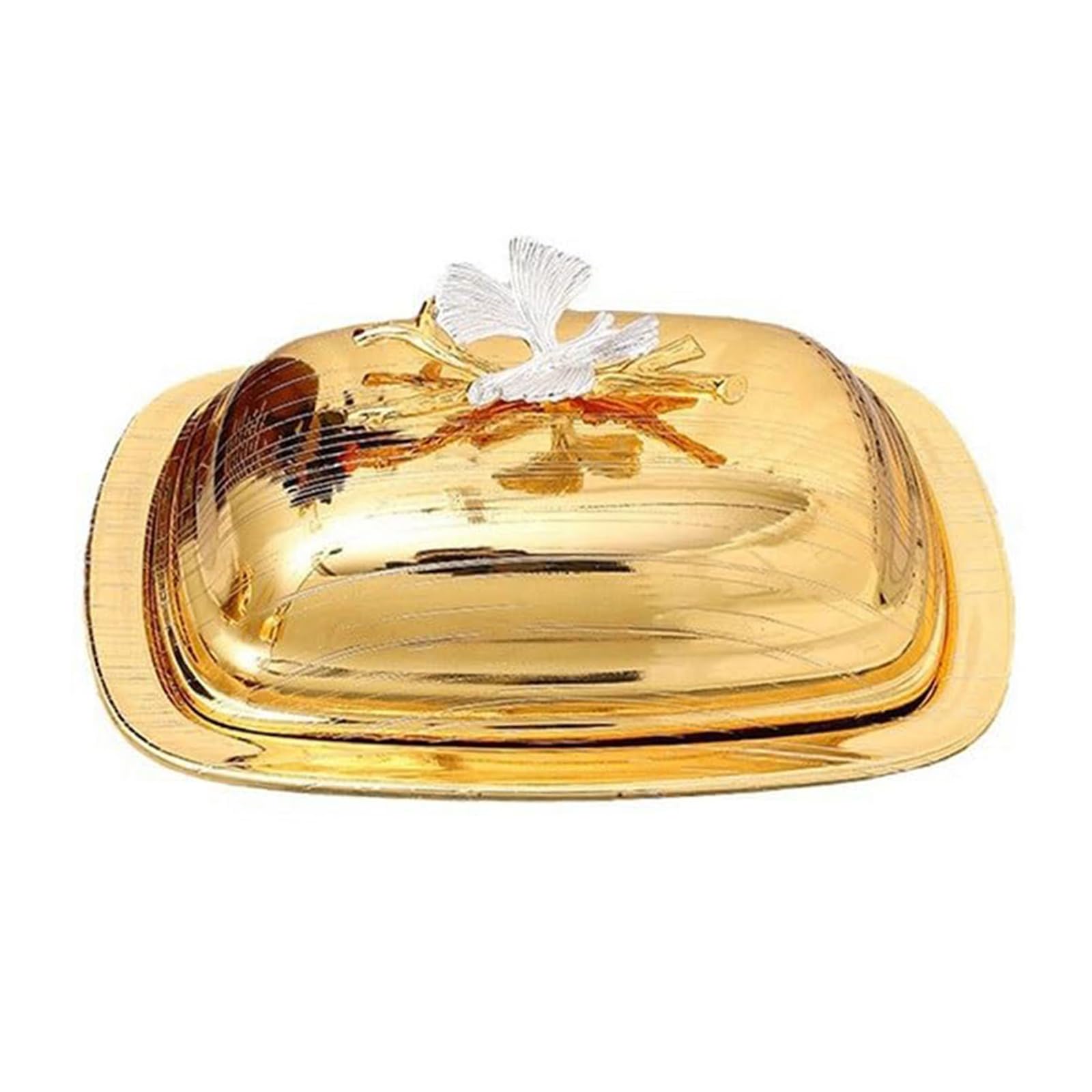 yanwuwa Metal Fruit Serving Bowl Golden Snacks Tray Handcrafted Butter with Lid for Dining Table Centerpieces Sturdily Crafted Dry Fruit Display Plate