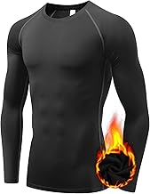 Men's Compression Top, Fleece Lined, Undershirt, Long Sleeve, Sports Inner, Cold Protection, Compression Wear, Sports, Running Wear, Gym, Breathable, Cold Protection, Heat Retention