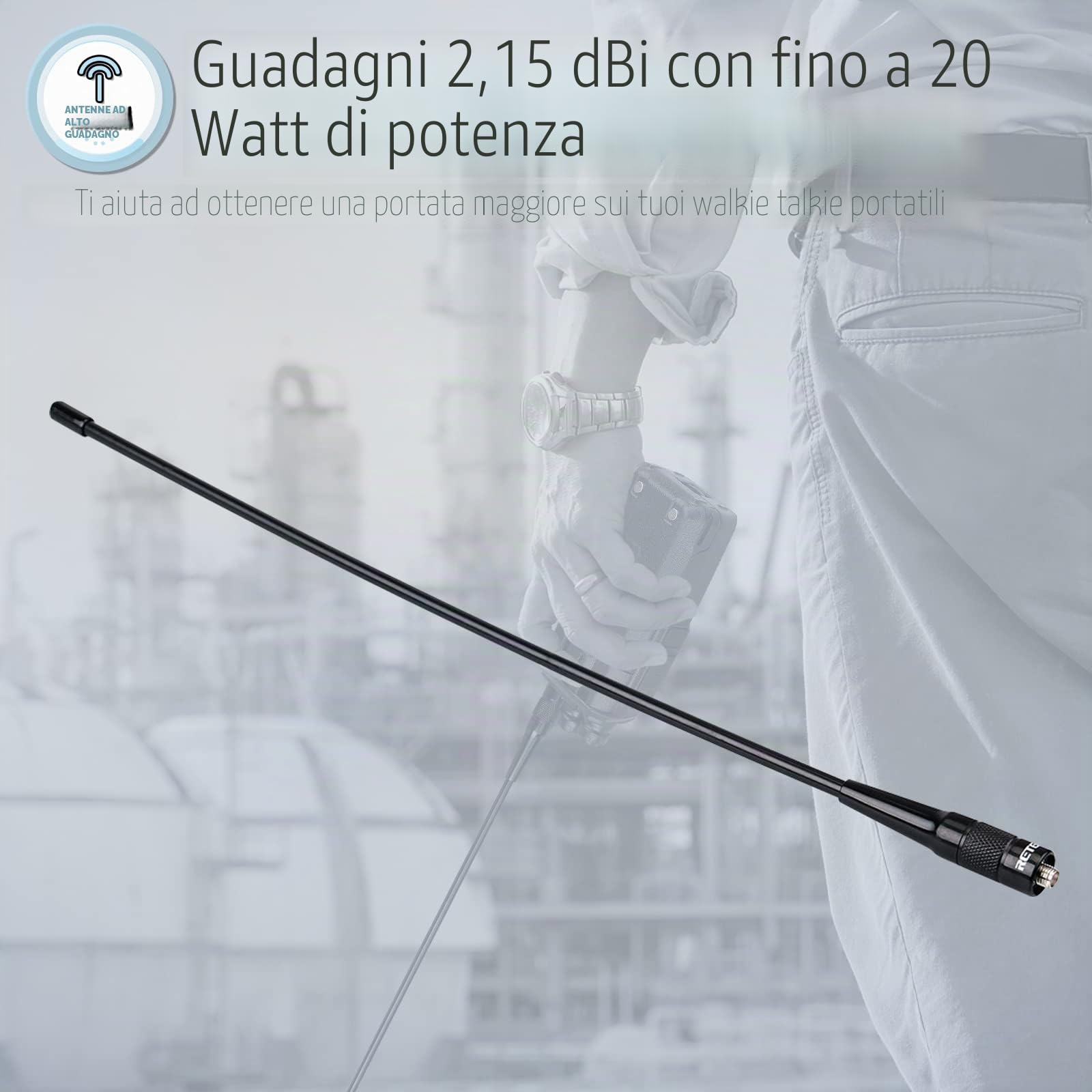 Retevis RHD771 Antenna Ricetrasmittenti Elite Frusta 38CM SMA-F Doppia Banda 144/430 MHz Compatibile con Baofeng UV-5R