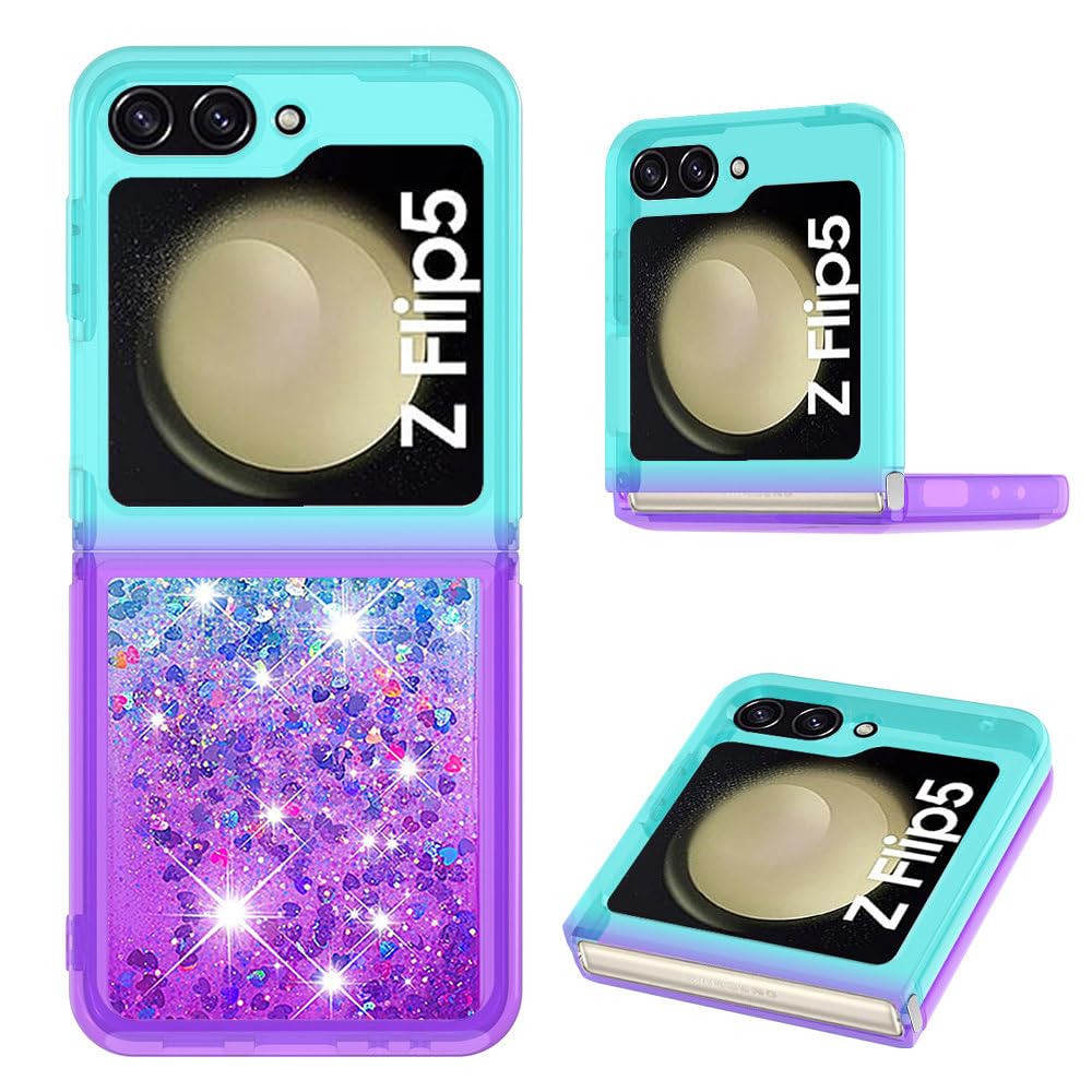 para Samsung ZFlip 5 4 3 5G Funda Glitter Quicksand para Samsung Galaxy Z Flip 5 Flip4 flip3 Funda con Bling de corazón de Amor Degradado, Z12, para Z Flip 3