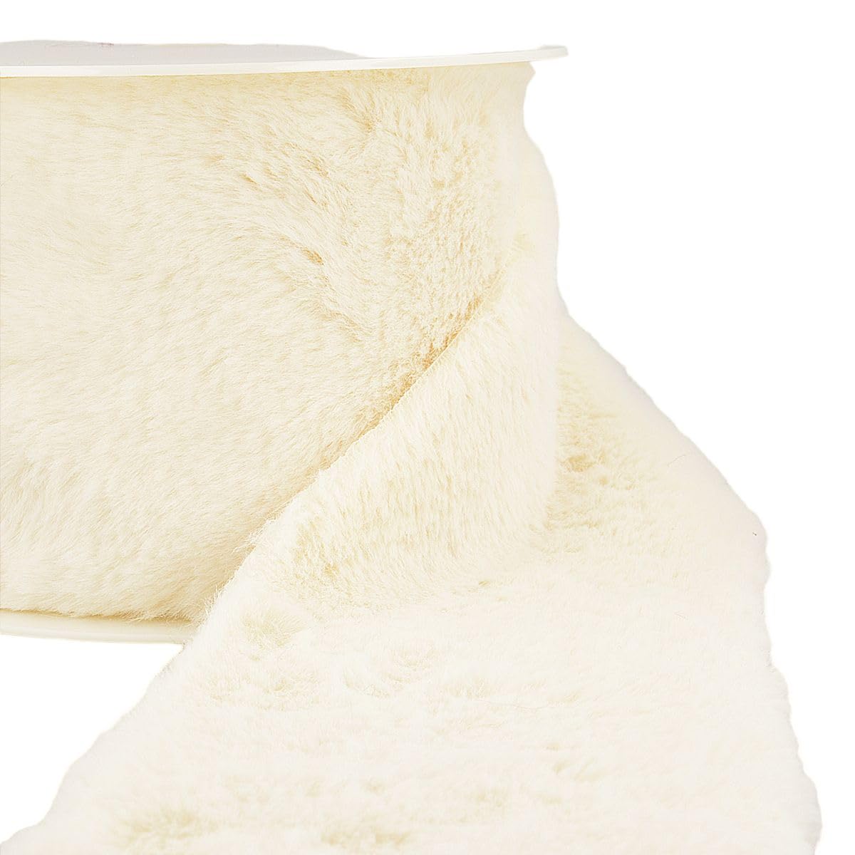 Fourrure acrylique écru 100mm avec bobine 5m dense pour border les vêtements