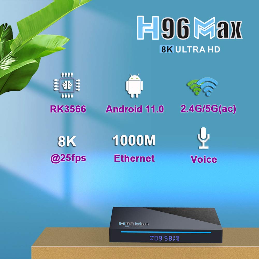 8GB 128GB H96 MAX RK3566 Android 11.0 TV Box Smart Set Top Box Dual WiFi 2.4G & 5G LAN 1000M BT4.0 Supporto HEVC H265 4K con tastiera i8 retroilluminata