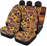 COEQINE Lot de 3 housses de siège de voiture en tissu africain Kente pour décoration intérieure, accessoires de voiture, ensemble complet de housses de siège avant pour homme et femme, convient pour