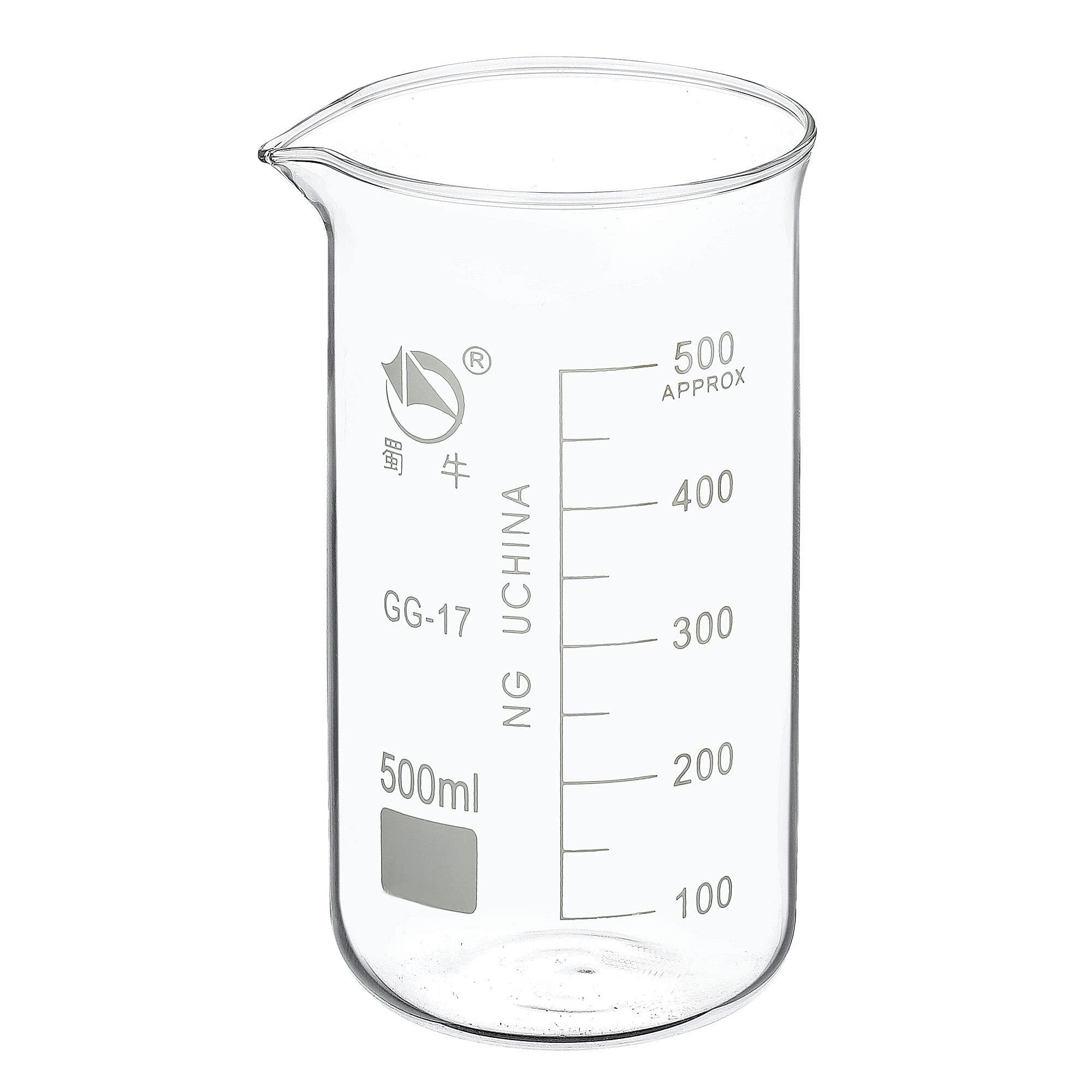 400ml Borosilikatglas Becher, Hochform mit Skala und Ausguss für Labor und Küche(500ml)