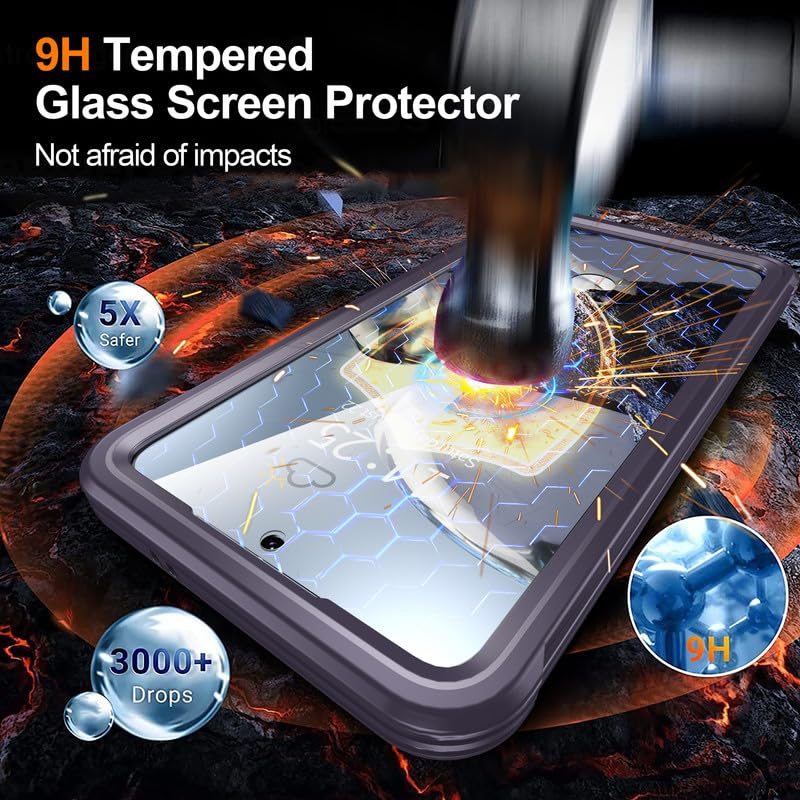 Image of LuxuryKase Shockproof Front & Back Cover for Samsung Galaxy S25 with Full Body Protection | Strong Grip | Camera & Screen Guard | Wireless Charging Support | Durable TPU+PC Design - Purple