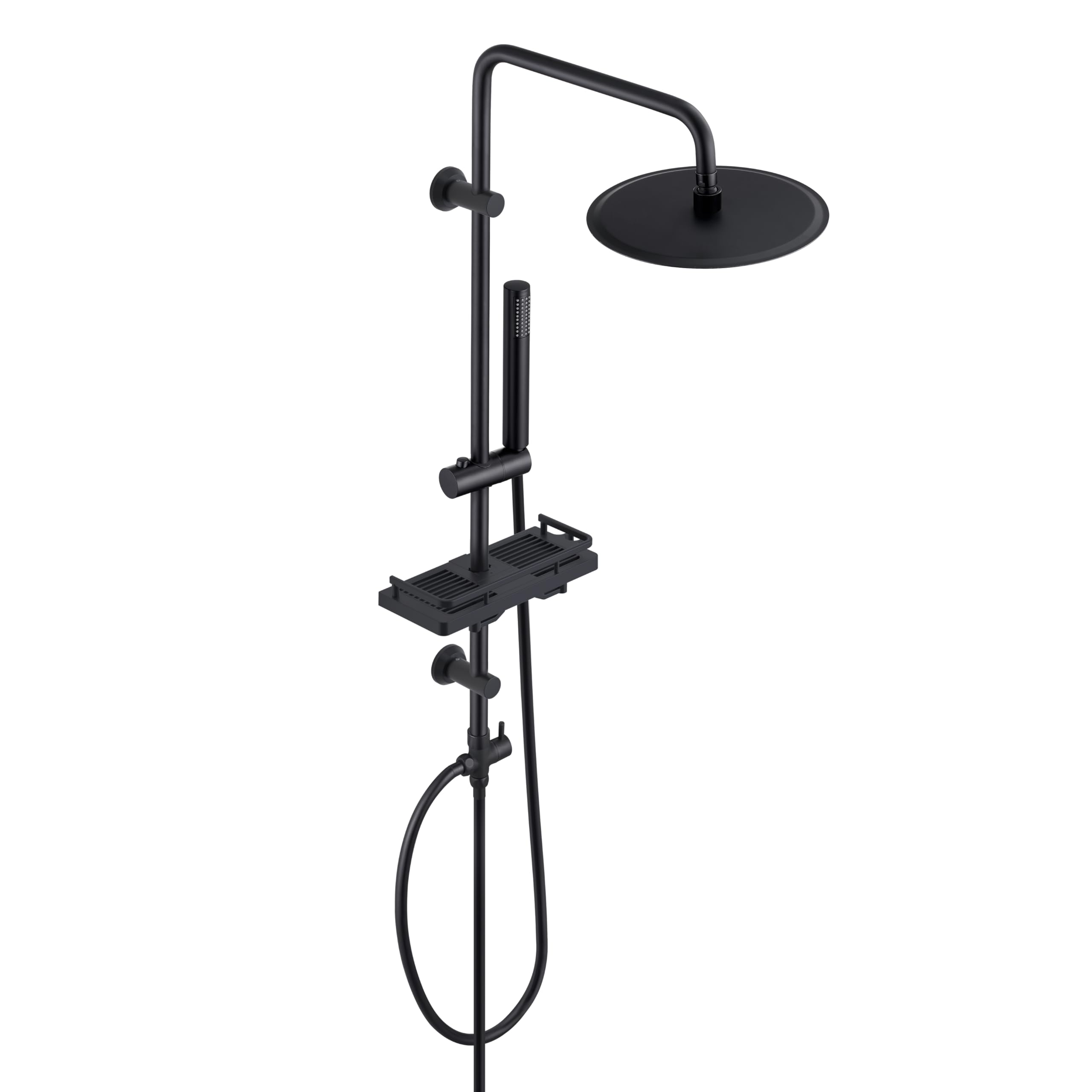 JOHO Edelstahl Regendusche Duschsystem Duschset Wassersparend Duschstange mit Ablage Chrom⟮Kopfbrause 25x25cm⟯