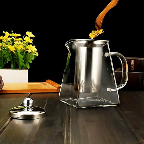 Miniatura 5 de Tetera de vidrio transparente con infusor, tetera con coladores de té, tetera de vidrio de borosilicato con infusores para té suelto, tetera de