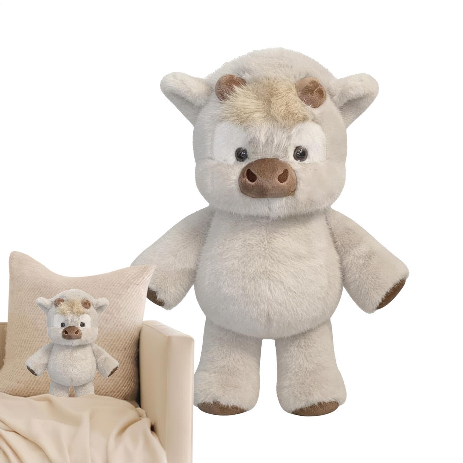 Générique Jouet en Peluche Doux De Vache 45 Cm Coussin Décoratif Doux Animal en Peluche Poupounet De Doudou Vache Adorable Animal en Doudou De Vachette Qui Court À Fourrure pour Soulager Le Stress