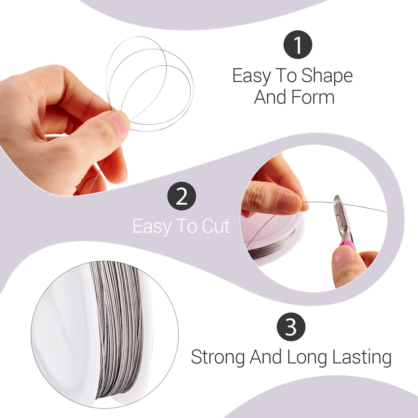 Craftdady 2 Rolls 0.38 mm Tiger Tail Wire for Jewelry Making Stainless Steel Bead Stringing Wire Metal Craft Wire for Necklace Earring Bracelet Making - Image 4
