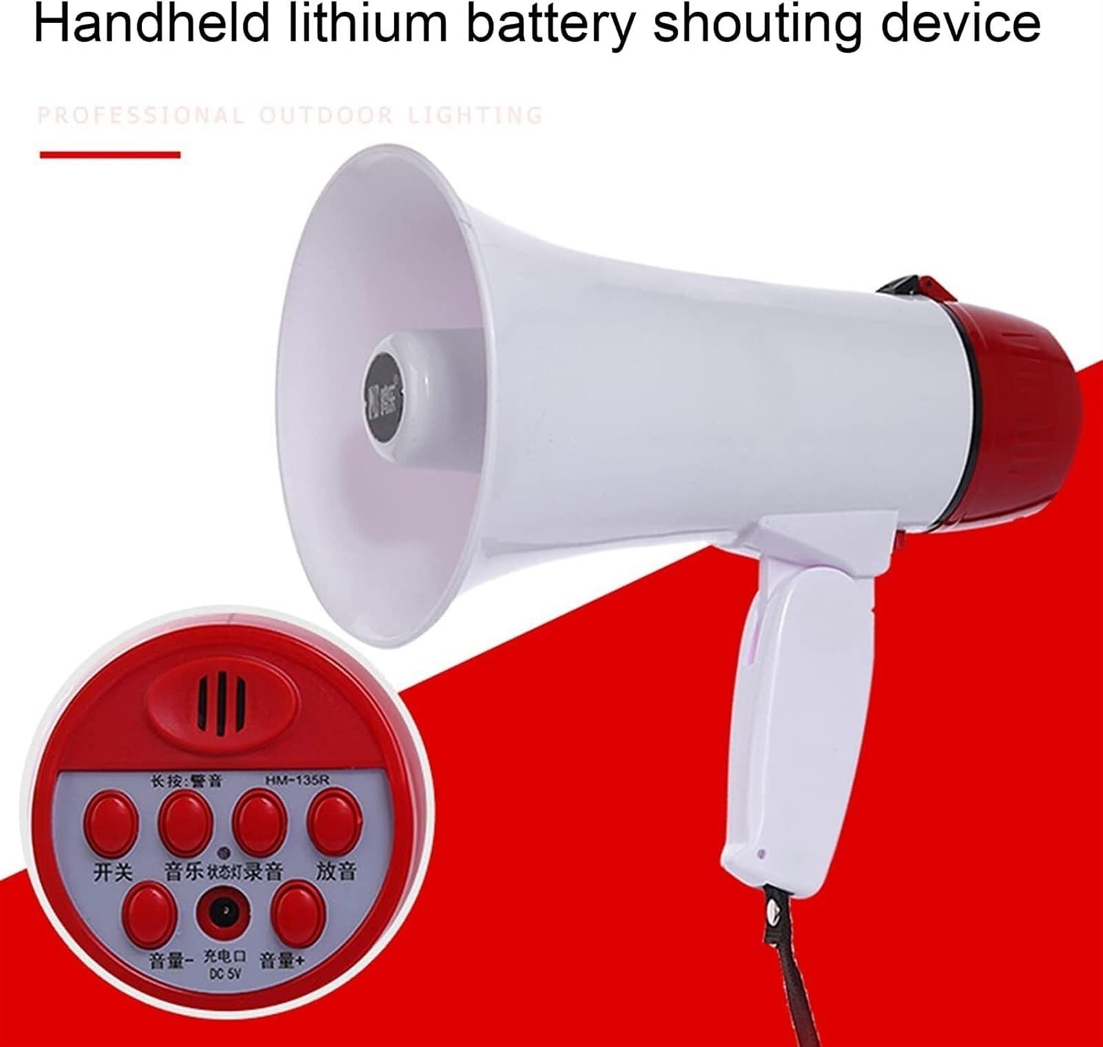 Megafono Altoparlante Megafono Portatile con Maniglia Pieghevole E Riproduzione della Registrazione per Amplificatore Vocale per Guida All'aperto Megafono Bullhorn