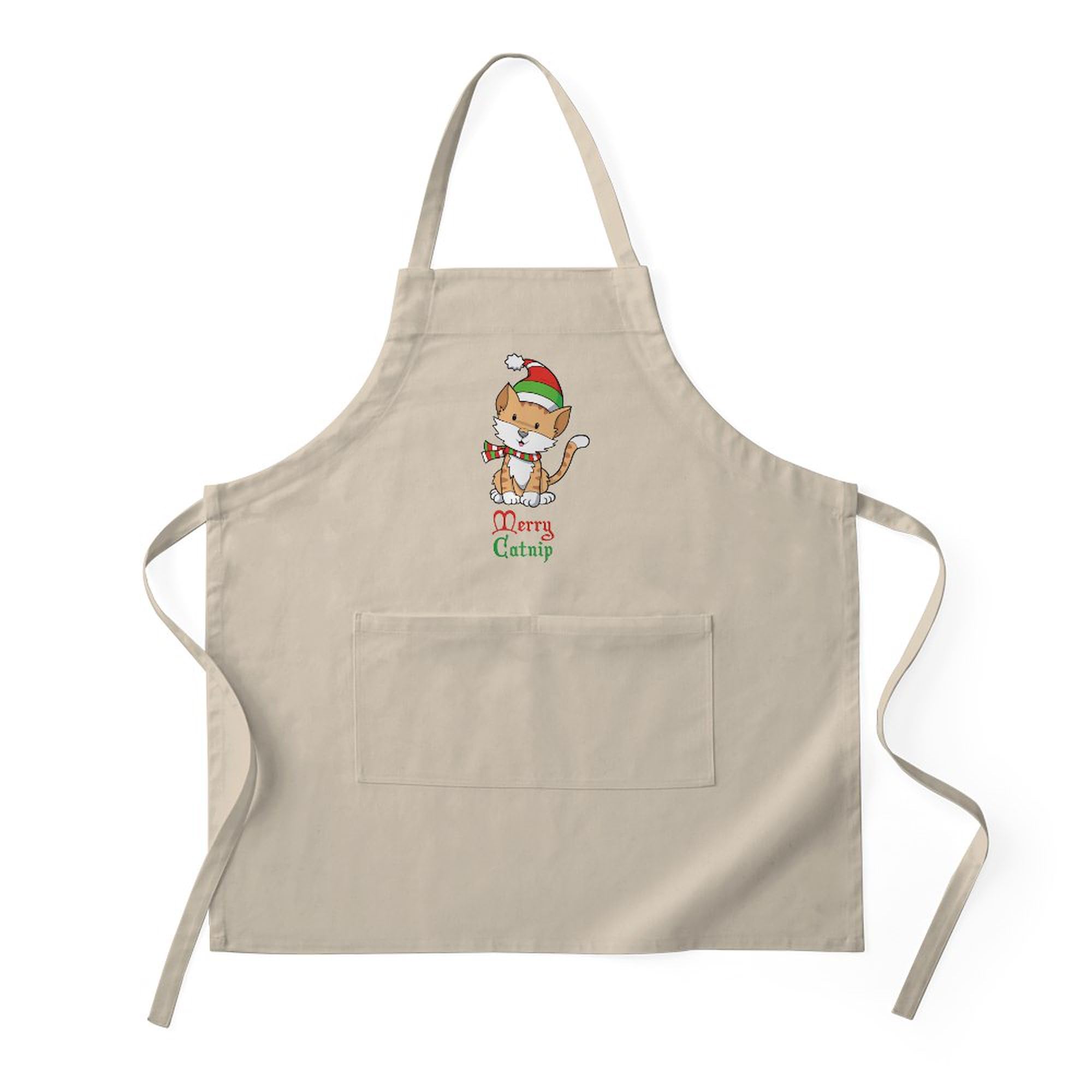 CafePress Catnip Christmas BBQ Kitchen Apron with Pockets, Grilling Apron, Baking Apron