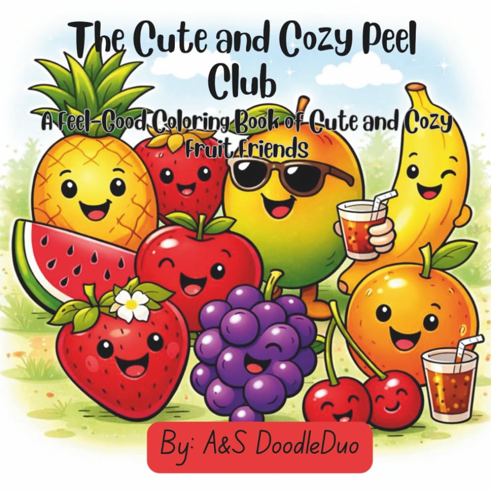 The Cute and Cozy Peel Club: A Feel-Good Coloring Book of Cute and Cozy Fruit Friends