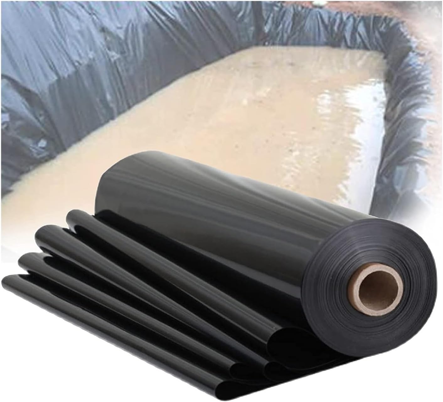 Flexible Pond Liner Black Waterproof Tarpaulin Hdpe Membrane Weed Resistant Tarpaulin for Waterfall Landscape Garden Pool Protective Lining (Size : 4x10m)