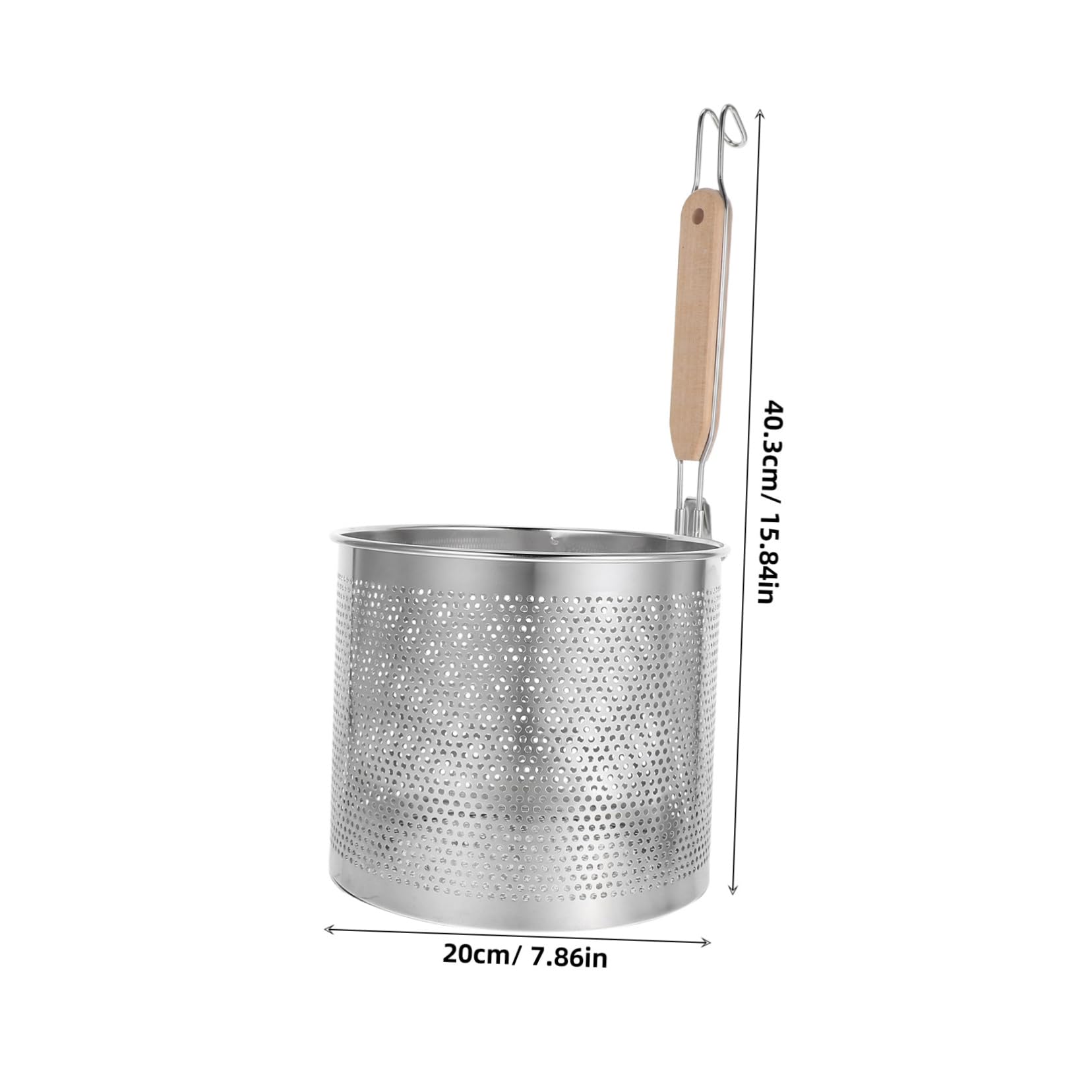 Edelstahl Nudelsieb mit Langem Griff, Feinmaschig, Silber