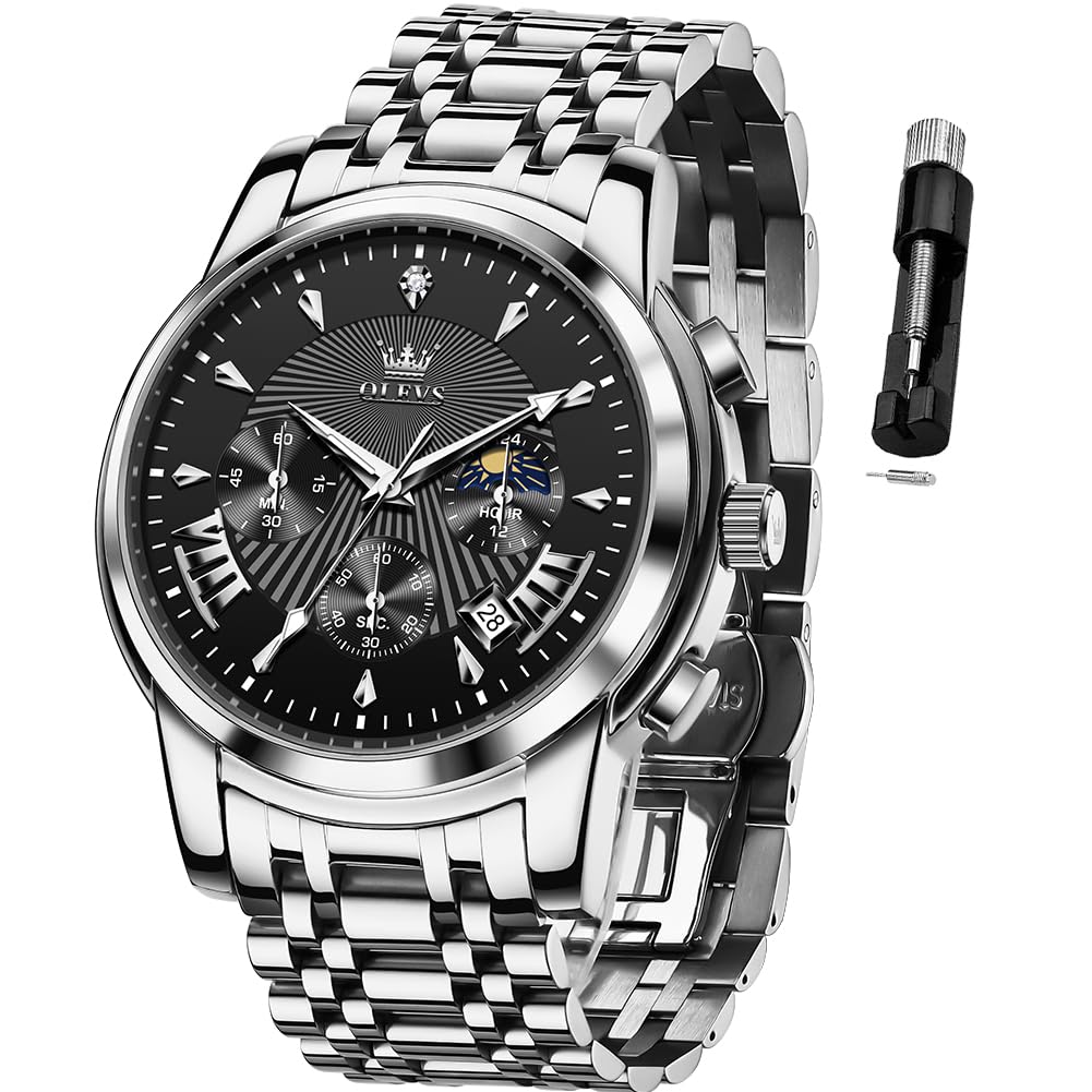 OLEVS Mens Watches Business Dress Stainless Steel Waterproof Casual Male Watch