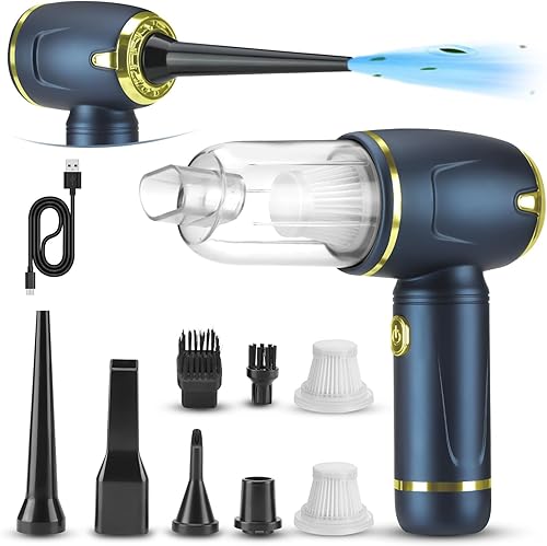 Kairiyard Aspiradora de automóvil, aspiradora portátil inalámbrica con 14000 PA potente succión inalámbrica para automóviles y plumero de aire 2 en