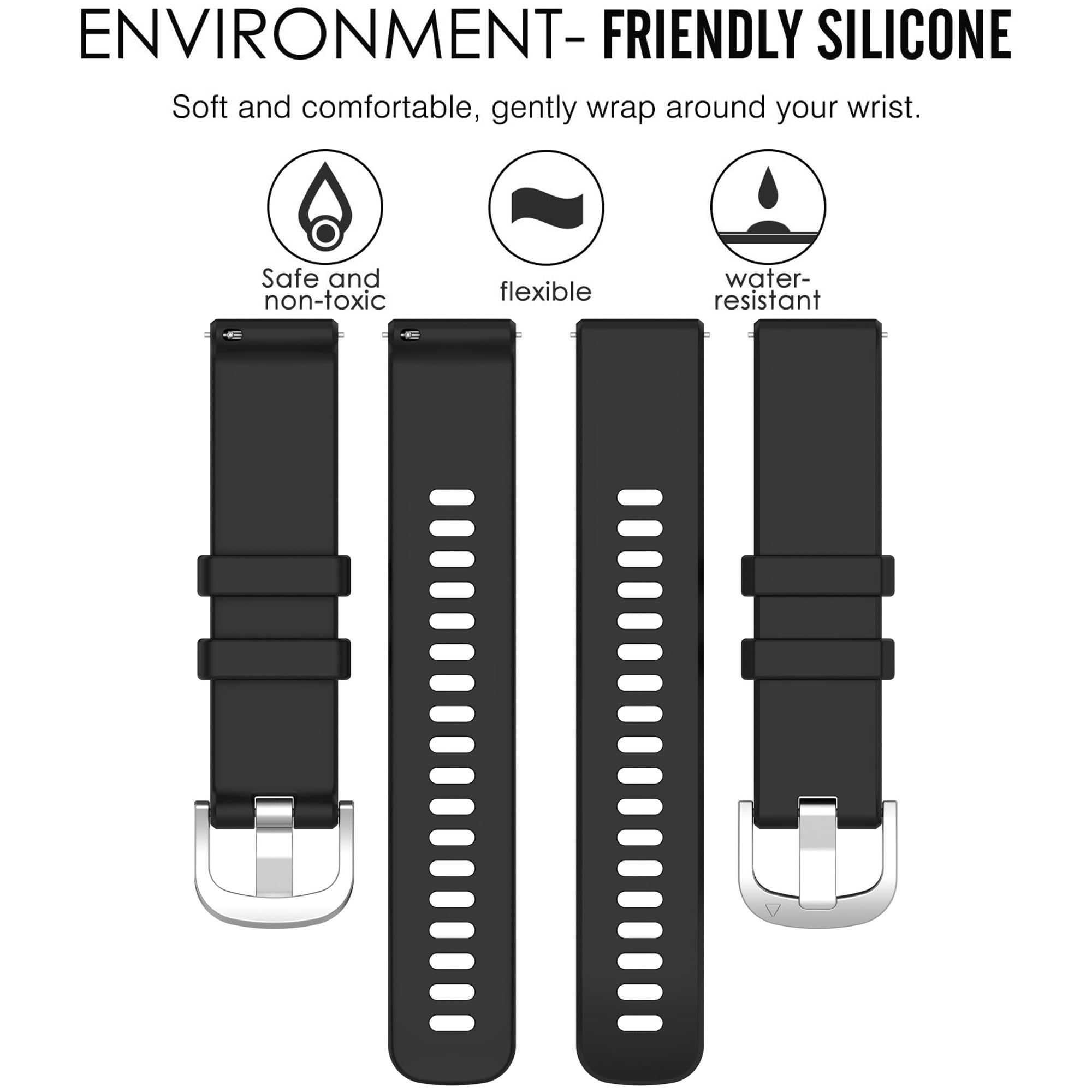 Bracelet pour Garmin Vivoactive 5, bracelet de rechange en silicone souple pour Garmin Vivoactive 6/Forerunner 55/Forerunner 165 (pas de tracker, bracelets de rechange uniquement)