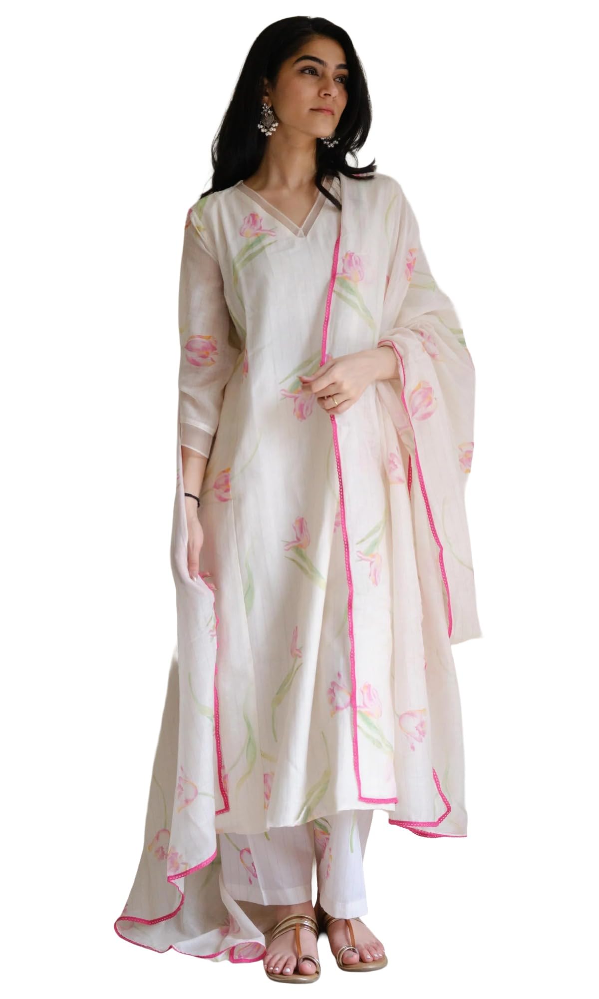 anni designer Women’s Viscose Blend Straight Printed Kurta with Palazzo & Dupatta | Floral Printed Kurta Palazzo Set for Women | Soft Fabric Ethnic Wear Set-picture-4