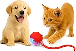 Bolinha Interativa para Pets Brinquedo Giratório com Luzes, Reforçada e Resistente Estimula Gatos e Cães Movimento Automático Cores Sortidas