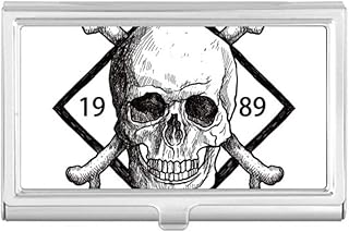 Skeleton Pirate 1989 Decoration Pattern Business Card Holder Case Pocket Box Wallet
