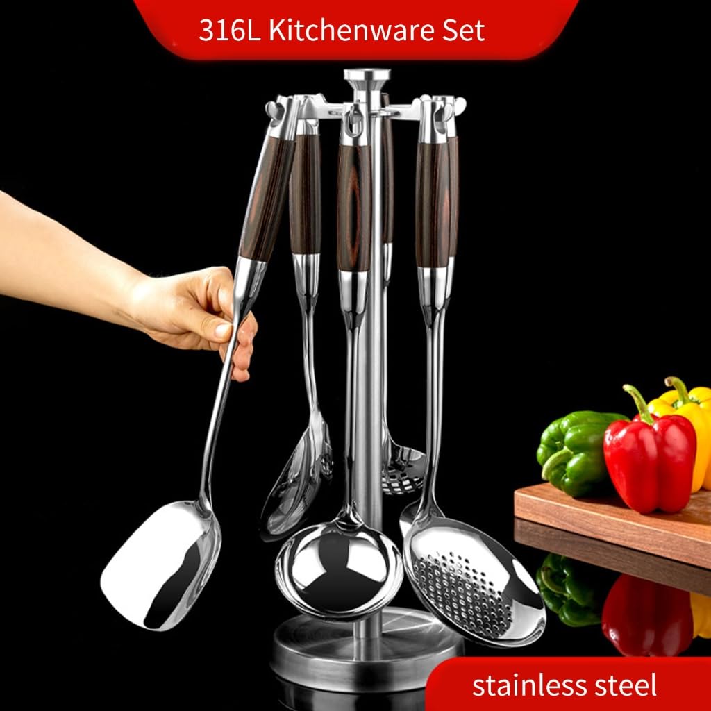 Praktisches Edelstahl-Küchen-Set, Skimmer, Schöpflöffel, Pfannenwender, Pfannenwender zum Kochen