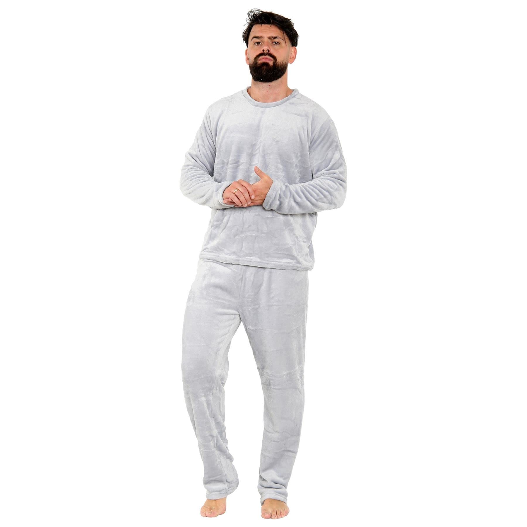 A2z Men's Grey Pyjamas Soft Warm Fleece Twosie - Pjs 218 Xxl