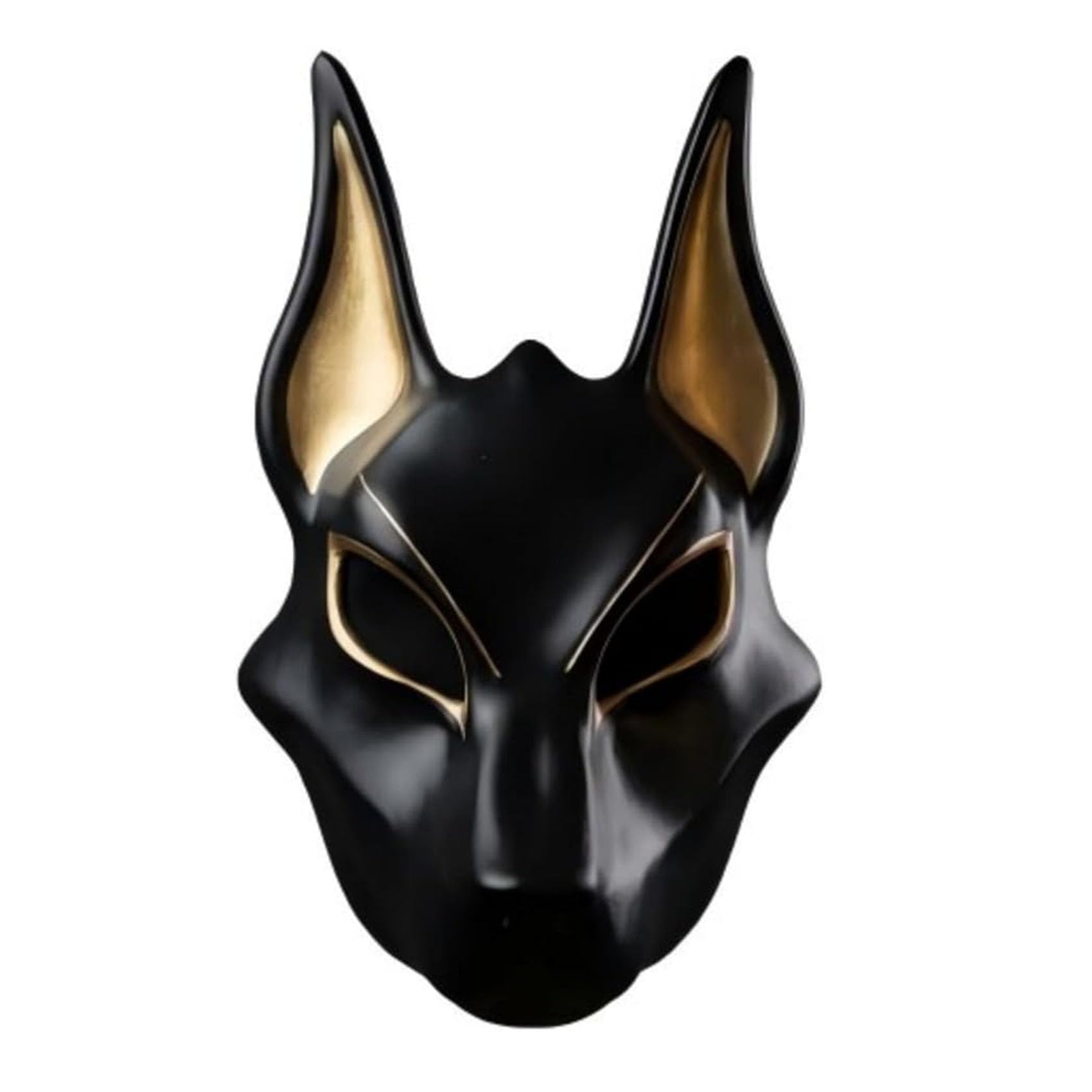 Egyptian Anubis Mask, Hand-Painted Faux Gold Leaf Jackal Mask, for Egyptian Costume Anubis Masks Accessories, Halloween Party Masks for Masquerades Carnivals Photo shoots (1pc)
