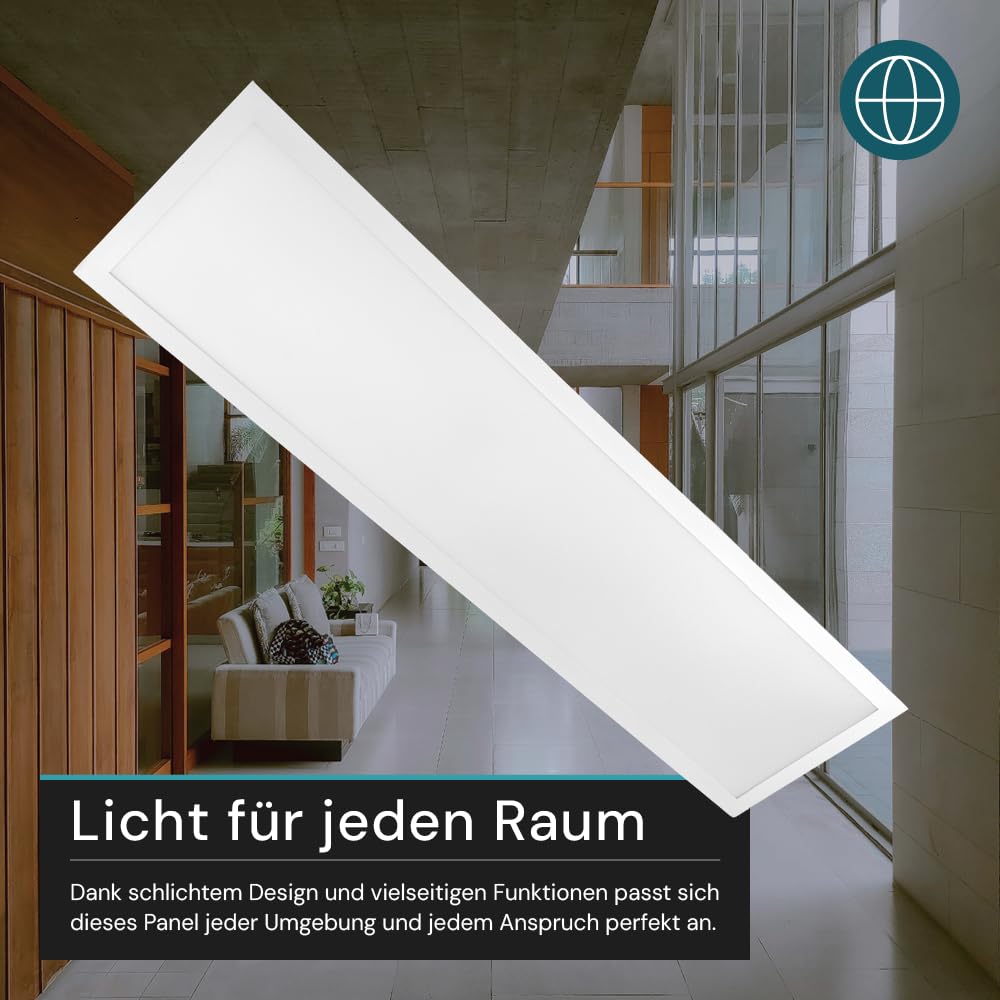 LUXULA 2er Pack LED Panel 100x25cm Weiß, 40W 4400lm, 3000-6500K dimmbar, Deckenlampe LED mit Fernbedienung, UGR<19 blendfrei, Deckenpanel dimmbar, Deckenleuchte flach, Deckenlampe lang