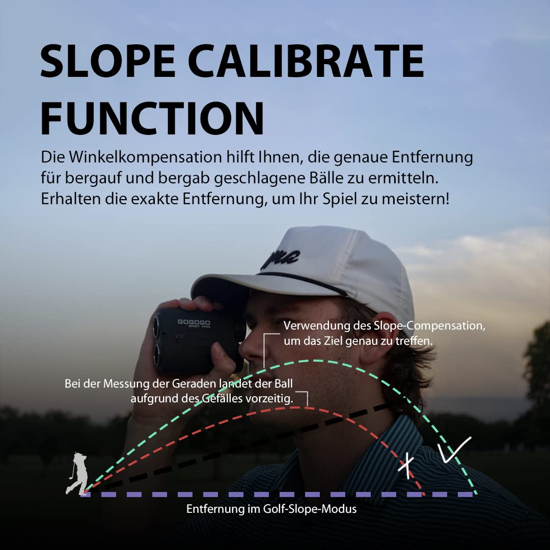 Gogogo Sport Vpro Golf Entfernungsmesser mit Slope & Magnetstreifen 1000Yds/915M Golf Laser Entfernungsmesser mit Klare Sicht, Flag-Lock, Vibration für Golf Jagd, Legal für Turnier