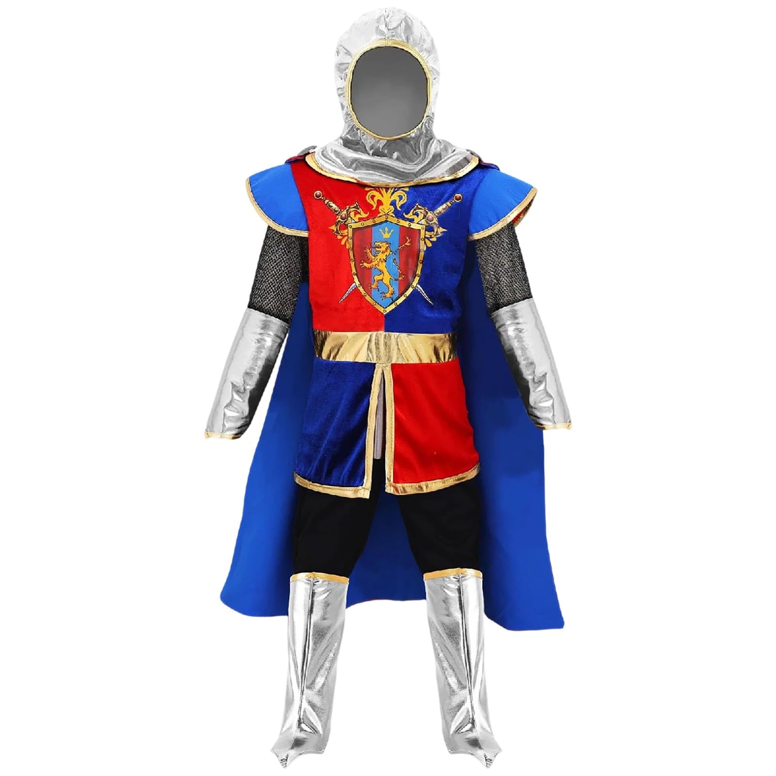 Costume da cavaliere medievale per bambini, costume da re Arthur Karack, pantaloni, mantello, 3 pezzi, cosplay, feste a tema, spettacoli, giochi di ruolo, clubwear