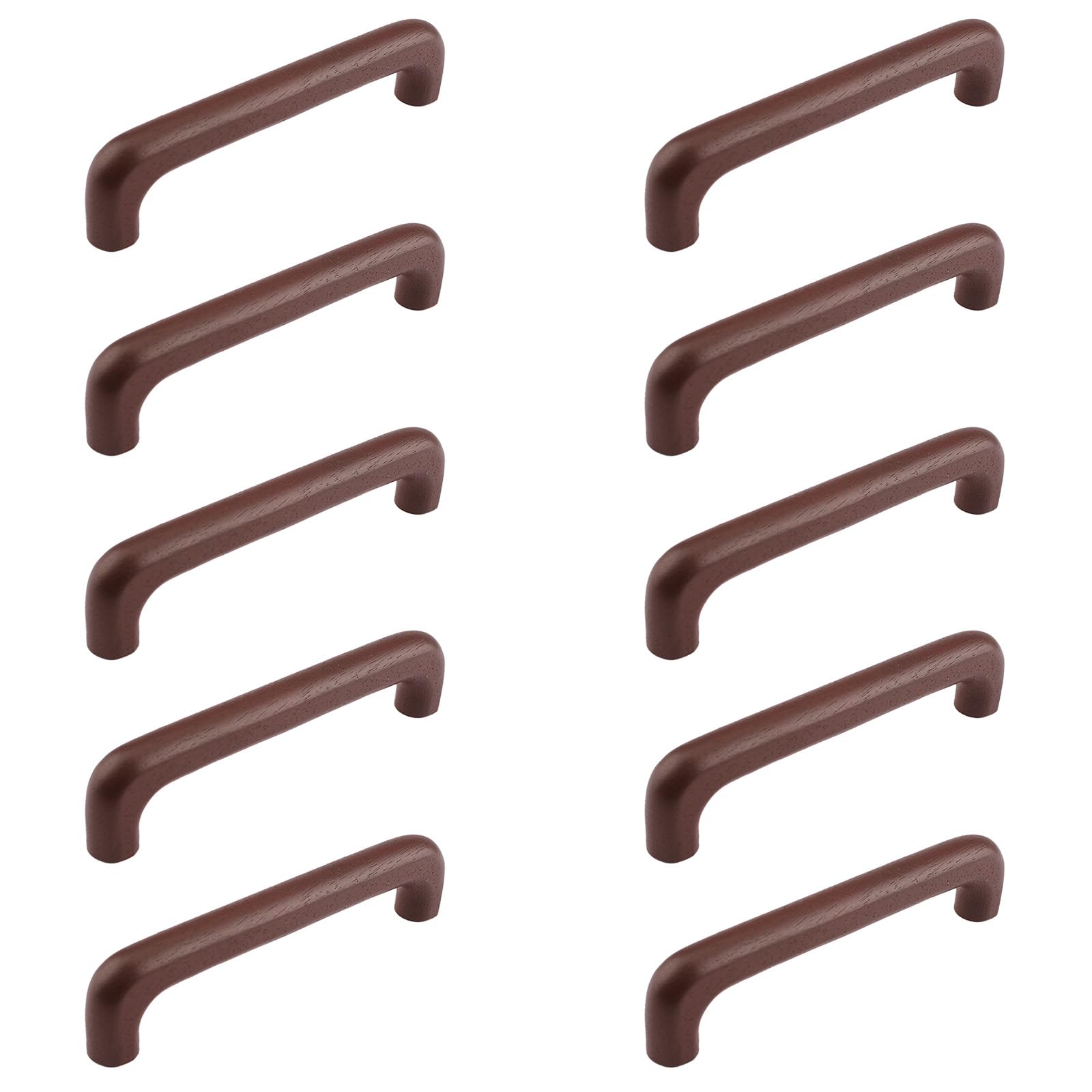 MOROBOR Wooden Cabinet Handles Solid Wooden Drawer Pull 10 Pack 128mm Hole Centers U-Shaped Cabinet Hardware Pull for Bedroom Bathroom Kitchen Cabinets Door(Dark Brown)