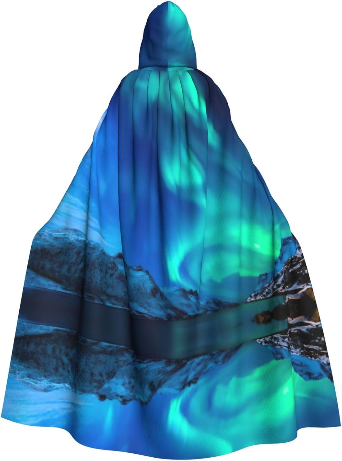 Northern Lights Print Adults Hooded Cloak With Halloween Christmas Witch Cape Robe Costume Party Supplies
