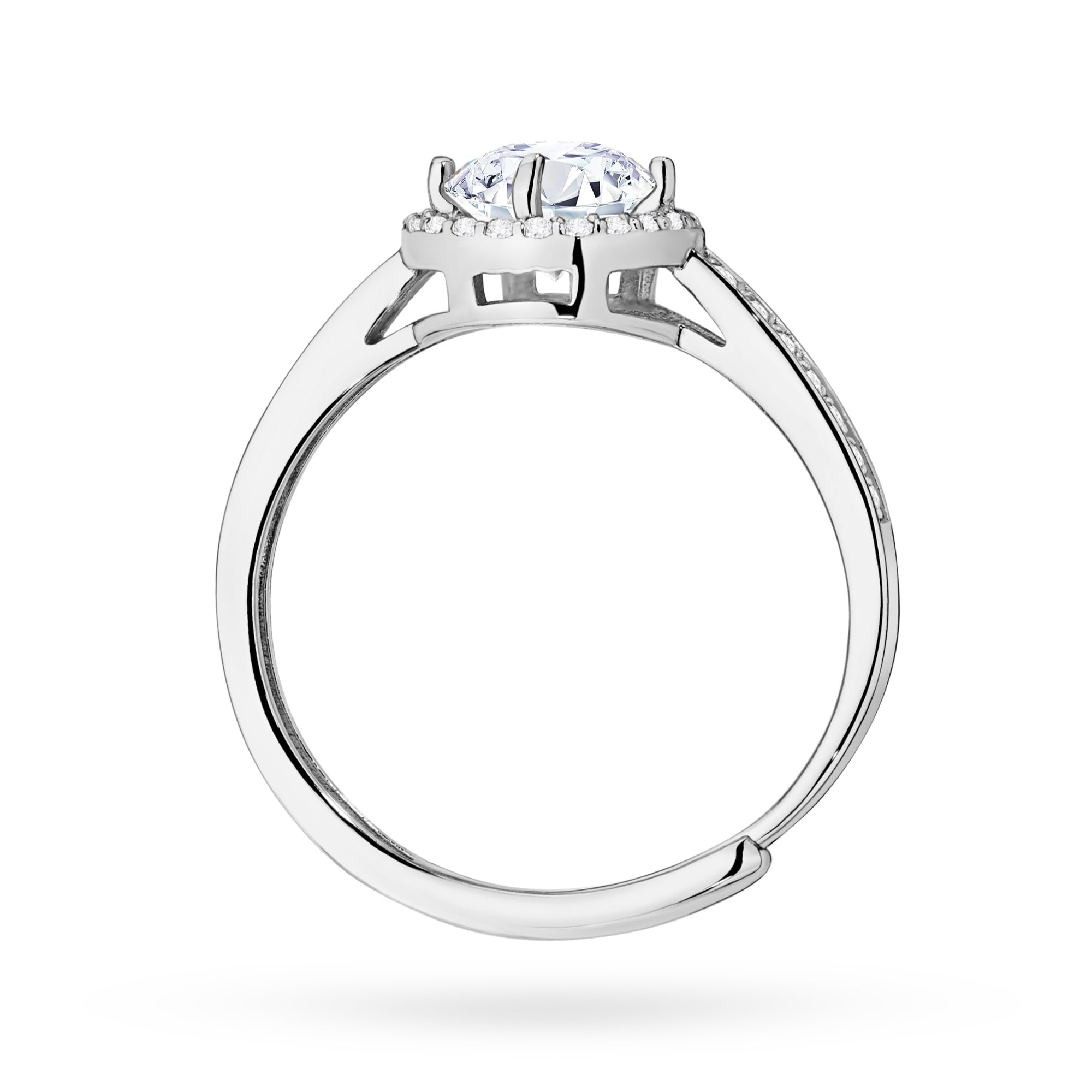 MARKO Eleganter 925 Silber Damenring – Verstellbarer mit 36 Zirkonia Halo Ring in Gold oder Silber