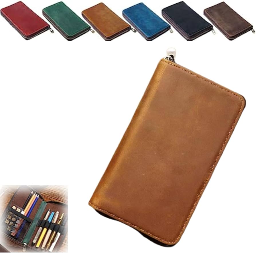 Amazon.co.jp: ペンケース 大容量 レザー 筆箱 万年筆 収納 5本対応 筆