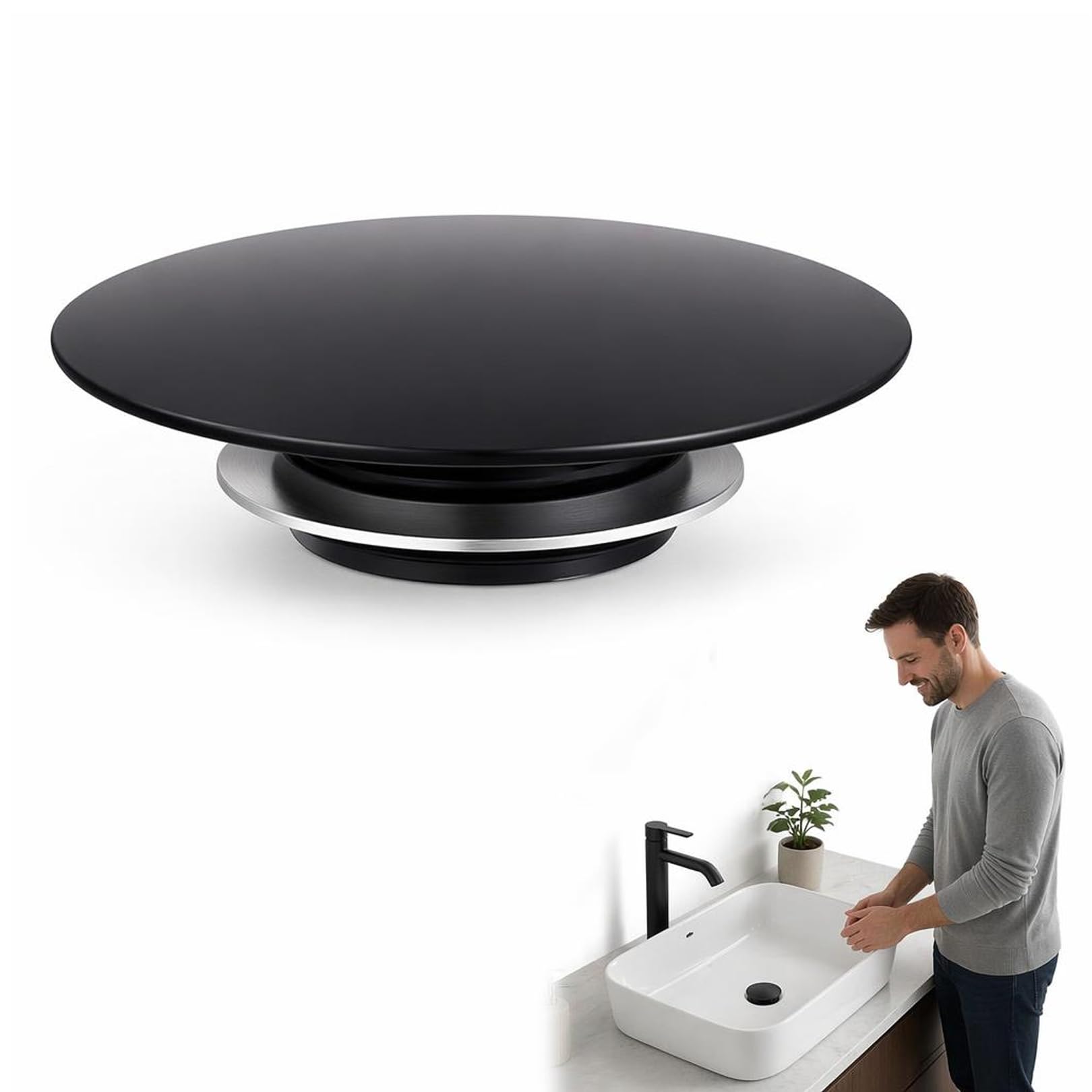 Bathroom Sink Plug Black Brass 66mm Basin Waste Cap