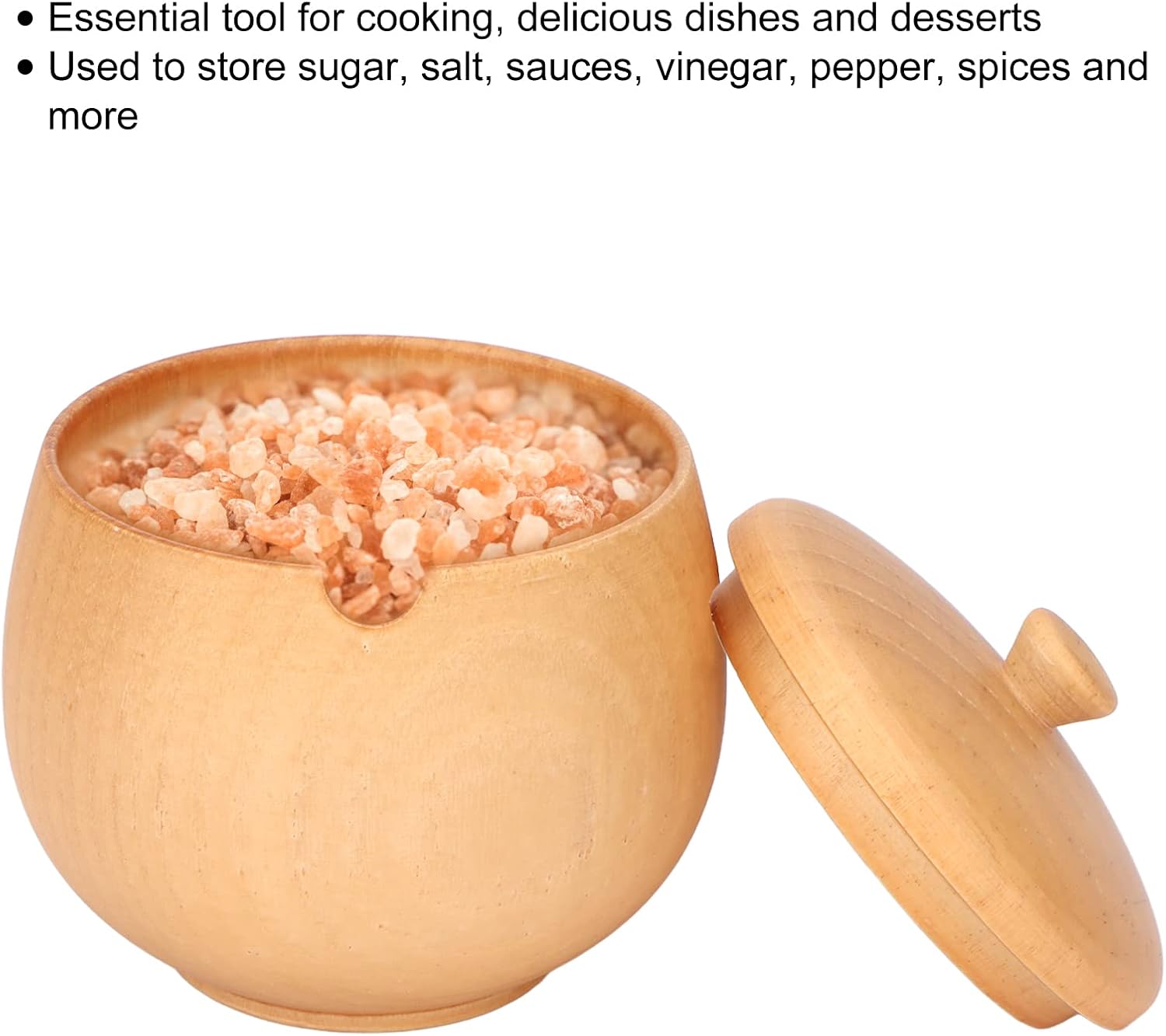 Pilipane Jujube Wood Seasoning Jar, Wooden Seasoning Spice Jar, Condiment Container Pots, Sugar Bowl Pepper Seasoning Container Holder Keeper for Kitchen, Japanese Style(Wood Color)