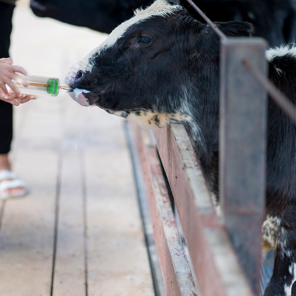 100ml Veterinary Metal Feeding Gun,Large Dosage Syringe with Safe Tip for Farm and Home Use,Adjustable Dosage Pet Syringe,Reusable Veterinary Medicine Gun for Cattle,Sheep,Horses