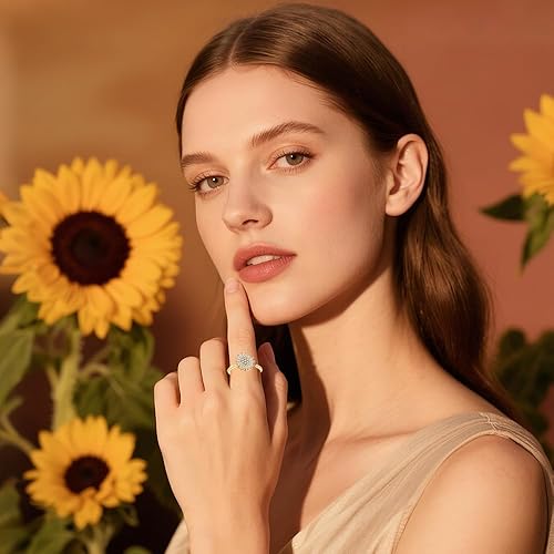 Miniatura 3 de Anillo giratorio de girasol para mujer, no se deslustra, anillo giratorio para el estado de ánimo para la ansiedad, ajustable, para aliviar el